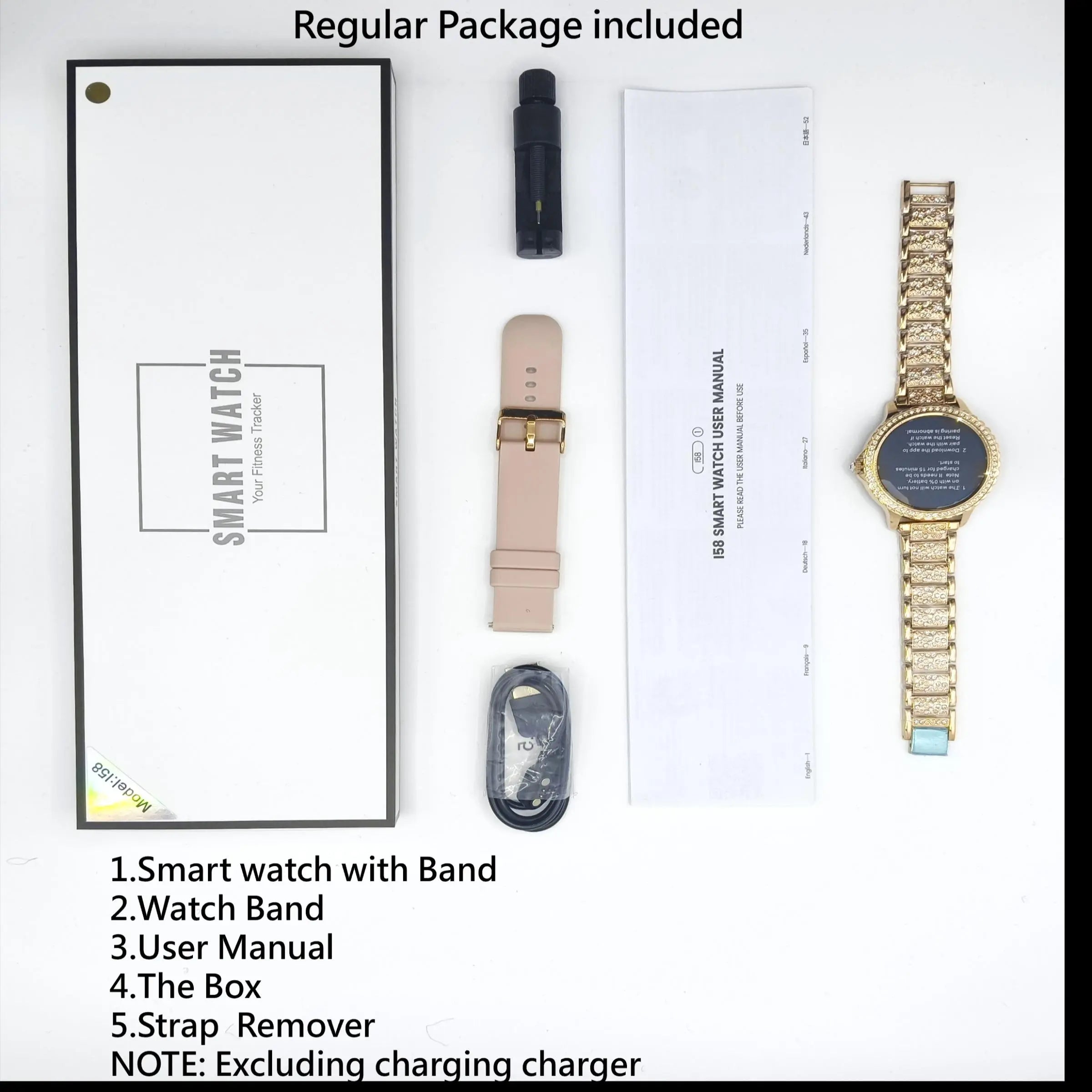 Stylish Fashion Smart Watch for Women - 1.32-Inch HD Touchscreen, Waterproof Fitness Tracker with Dual Straps, Compatible with Android & iOS